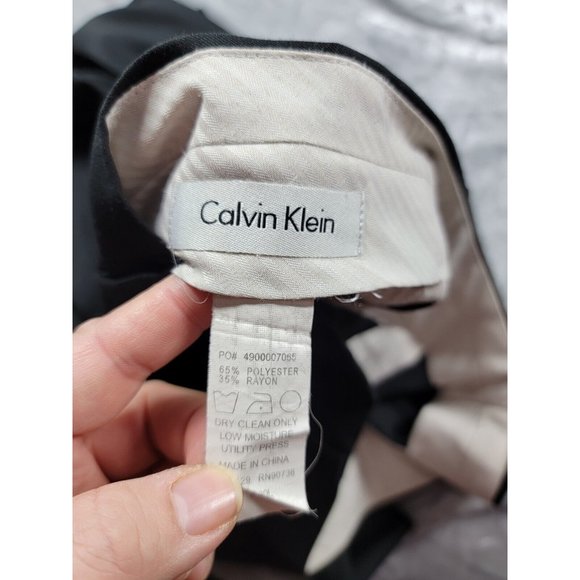 CALVIN KLEIN MEN'S BLACK FLAT FRONT DRESS PANTS SIZE 38X29 polyester, rayon - Picture 5 of 7